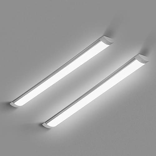 Image of HUMIGA 2 Pack 4FT LED Batten Light, 40W 3600LM Slim Profile Wide Tube Lighting for Ceiling of Indoor Home Shop Office, Cool White 6500K