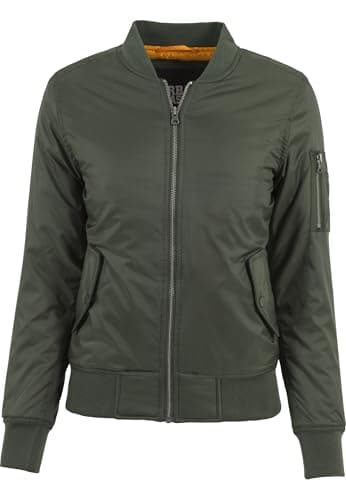 Image of Urban Classics Ladies Basic Bomber Jacket Jacket, Green (olive 176), 38 (Manufacturer Size: M)