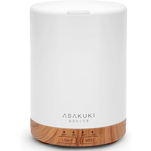 Image of ASAKUKI 300ml Essential Oil Diffuser, Ultrasonic Aroma Scented Oil Diffuser & Humidifier for Home, Bedroom, Spa with 7 LED Colour Lights, Auto Shut-Off, BPA-Free - Yellow Wood Grain