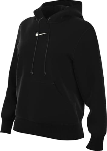 Image of NIKE HF6839-010 W NSW PHNX FLC STD PO HOODIE Sweatshirt Women's BLACK/SAIL Size XL