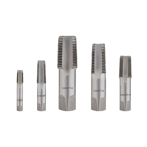 Image of Gunpla BSP Pipe Thread Taps Set 5-Piece, 1/8", 1/4", 3/8", 1/2", 3/4", Alloy Steel Internal Thread Forming Tap, Pipes Threading Flutes for Cleaning or Re-Thread Damaged or Jam Pipe Threads
