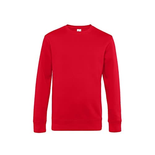 Image of B&C Collection King Crew Neck Jumper for Men, Regular Fit Fleece Pullover, Premium Sweatshirt, Cotton Long Sleeve, King Crew Neck Jumper, Open Collar, (Black Pure - L), red, 4XL/5XL