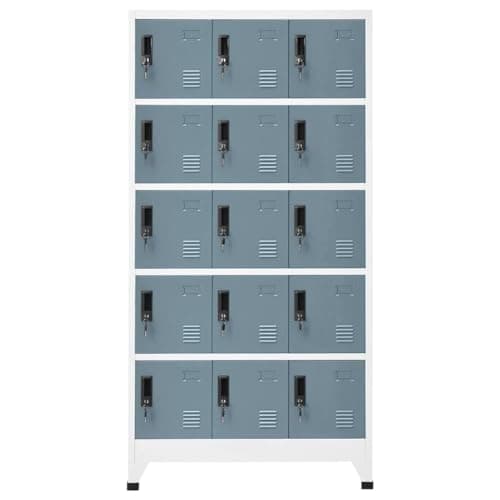 Image of FWIKDUN Office Locker Cabinet Light Grey Dark Grey Steel Storage Cabinet with Lockable Doors, Compartment Locker with Air Vents, School with Name Tag Holder