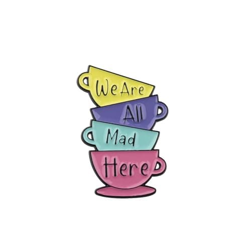 Image of PLITI Alice Brooch Pin Fairy Tale Gift We Are All Mad Here Alice Gifts Princess Lover Gifts Smiling Cat Cheshire Fan Gift (Mad Here PinU)