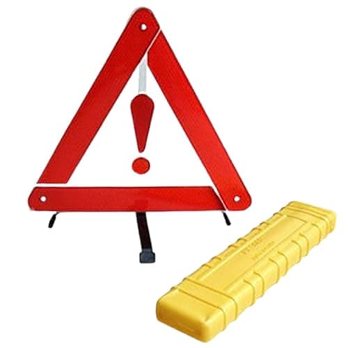 Image of Reflective Triangle Warning | Road Warning Sign | Reflective Warning Sign | Reflective Red Breakdown Triangle Signs, Storage Case Included, Foldable Safety Warning Triangle for Roadside