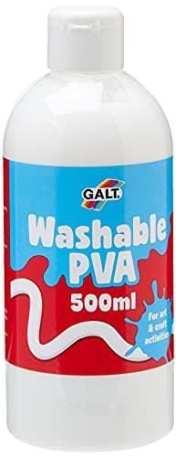 Image of Galt Washable PVA Glue for Crafting – Multipurpose 500ml Glue for Slime, Paper, Card, Wood, Fabric, School – 2-in-1 Clear PVA Glue & Glaze for Painted Models – Age 3+ Child Safe, Washes Out of Clothes