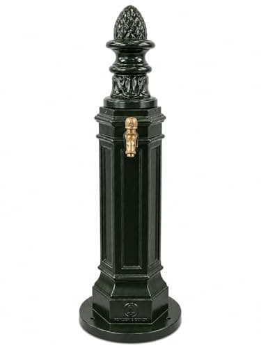 Image of Cast Aluminium Park Bollard – Frost Resistant – Made in France – Brass Tap – Outdoor Garden Fountain – Fonderie Conty