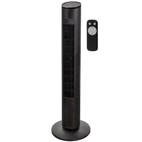 Image of Russell Hobbs Premium Tower Electric Pedestal Fan in Black with Remote Control,1m Height, 3 Speed Settings, Oscillating & Adjustable Tilt, 32W, 2 Year Guarantee, RHTWR3SB