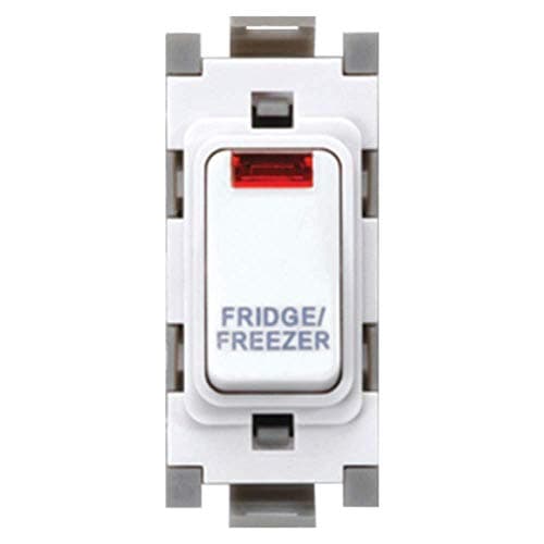 Image of Deta G3582 Grid Switch 20 Amp Double Pole with Neon Marked 'Fridge Freezer' (White)