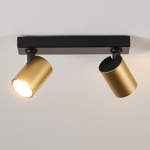 Image of HARPER LIVING 2-Way Ceiling Spotlights, GU10 Track Lighting Ceiling Spot Light, Black & Gold Finish, 350° Rotatable Modern Ceiling Lamp for Kitchen Bedroom Living Room Hallway (25cm)