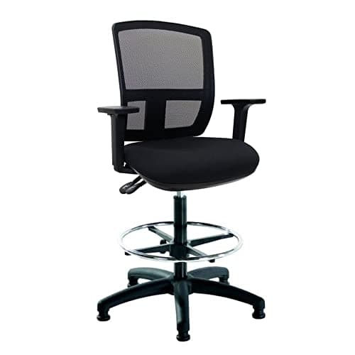Image of LAB SPACE Flexi-Mesh Draughtsman Chair, High Back Draughtsman Chair, with Adjutable Arms, Mesh Back with Shaped Lumbar Curved Back, Drafter Chair, Drafting Chair (Black Seat)