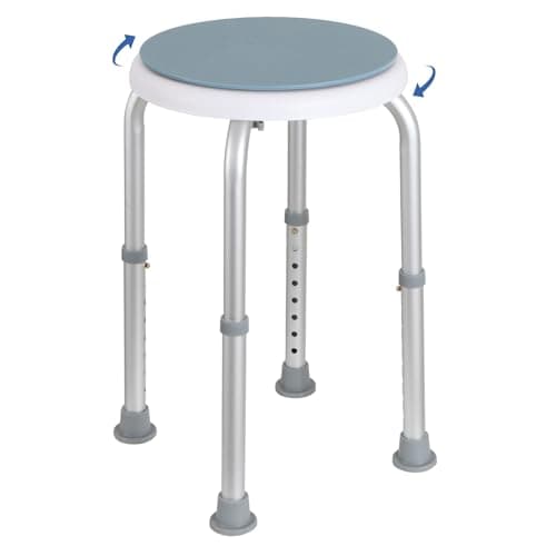 Image of Panana 360° Swivel Shower Stool, Rotating Round Bath Seat Chair with Aluminium Frame, 7-Level Height Adjustable, Non-Slip Shower Chair for Elderly, Disabled & Post-Surgery