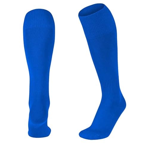 Image of ShopMCR Unisex Football, Rugby, Hockey Sports Knee High Long Socks, Kids, Adults, juniors Knee High Football Socks Outdoor game Soccer Socks (6-11, Blue)