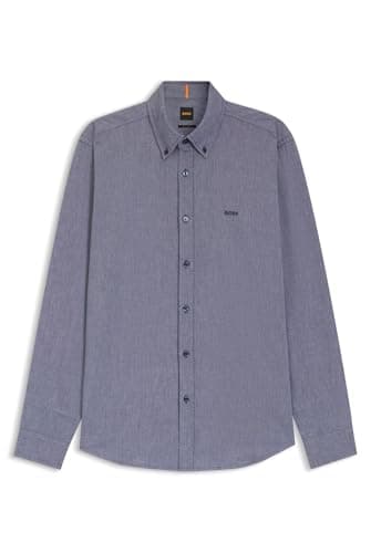 Image of BOSS Mens Rickert M Button-Down Regular-fit Shirt in Oxford Cotton