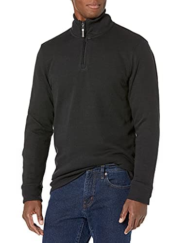 Image of Amazon Essentials Men's Quarter-Zip French Rib Jumper, Washed Black, L