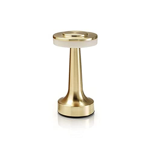 Image of Auraglow Satin Brass Rechargeable Touch Control Cordless LED Table Lamp - Perfect for Bedside Tables, Hotels and Restaurants