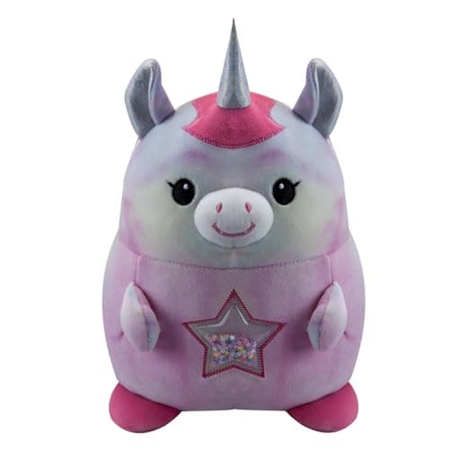Image of VFM - Unicorn Soft Toy Glitter Star Belly Plush Cuddly Fluffy Plushie Stuffed Toy Plush Toy Cute Stuffed Plushie, Gifts for Birthday, Valentine's Day Christmas - 30cm Pink