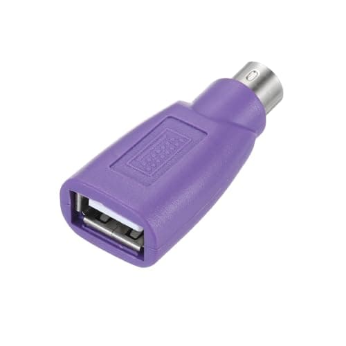Image of sourcing map PS/2 to USB Port, PS/2 Male to USB Female Adapter for Wired Mouse Keyboard Desktop PC Laptop Notebook, Purple