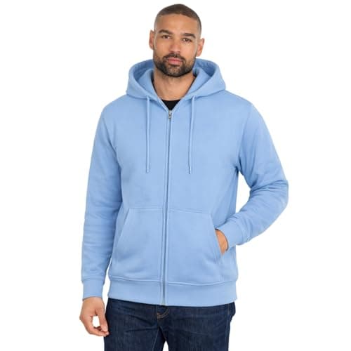 Image of Style It Up Adults Unisex Mens Ladies Full Zip Hoodies Womens Fleece Sweatshirt Plain Top (Light Blue, X Large)