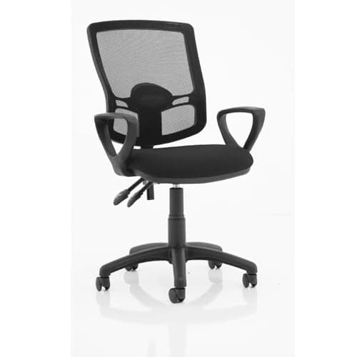 Image of Opo Eclipse Plus Ii Deluxe Mesh Back Operator Chair | Enhanced Deeper Seat with Extra Large Mesh Backrest and Optional Armrests | Two Levers Mechanism with Loop Arms Black Fabric No Draughtsman Kit