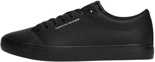 Image of Tommy Hilfiger Men’s Core Low Top Leather Vulcanised Trainers, Black (Black), 12