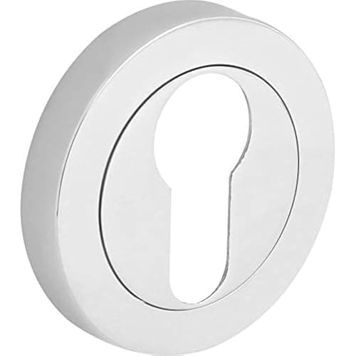 Image of Designer Levers - Euro Lock Keyhole - Door Escutcheon - Screw-on Rose - Polished Chrome - 1 Pair - Fixings Included