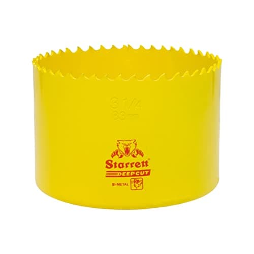 Image of Starrett Deep Cut Hole Saw - DCH0314 Heavy Duty Bi-Metal with Extra Cobalt HSS Teeth - For Metals Wood Cast Iron Fibreglass Plastic Materials - 83mm