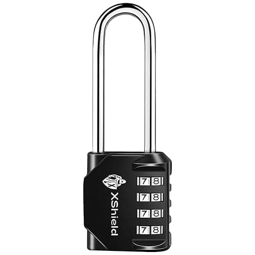 Image of Double Dragon 1-Pack Heavy Duty Combination Padlock | 49mm x 42mm | 4-Digit Resettable Code | Long Hardened Shackles | Weather-Resistant Security Lock for Lockers, Gates, Luggage & Outdoor Use