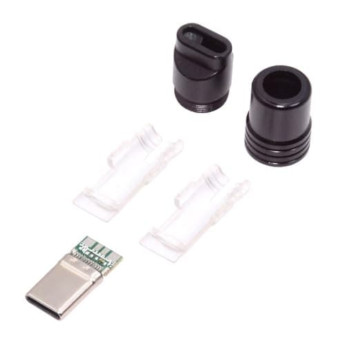 Image of NFHK USB 3.1 Type-C Male Plug Connector Solder Type with Aluminum Alloy Shell Black Customization for 4.0mm~6.0mm Cable