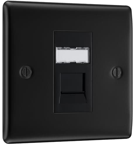 Image of BG Electrical RJ45 Single Data Outlet Telephone Socket, Matt Black