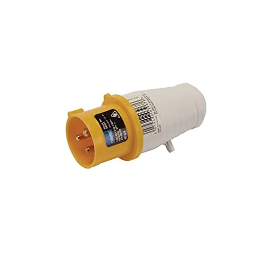Image of Draper 08963 110V Site Plug, 16A, Pin, 100-130V, IP44 Splashproof, Yellow