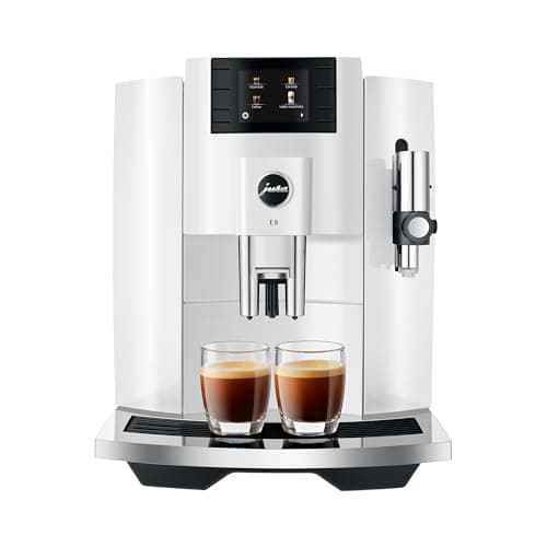 Image of Jura E8 Automatic Coffee Machine with 17 Programmed Specialties, 2.8-Inch Display, and Professional Aroma Grinder (Piano White, Renewed)
