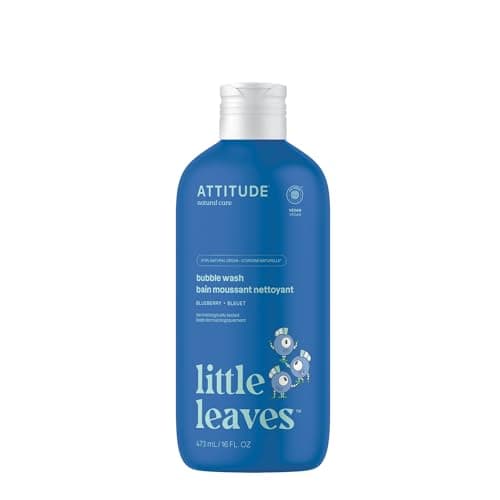 Image of ATTITUDE Bubble Wash for Kids, EWG Verified Bubble Bath, Hair Shampoo and Body Soap, Dermatologically Tested, Plant- and Mineral-Based, Vegan, Blueberry, 473 mL
