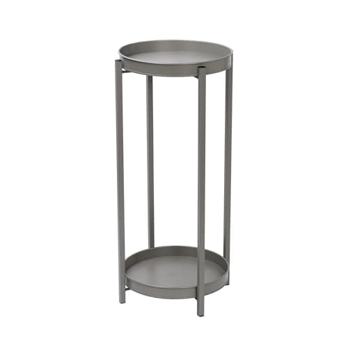Image of simpa 2 Tier Colour Metal Flower Plant Pot Holder Stands - Matt Grey