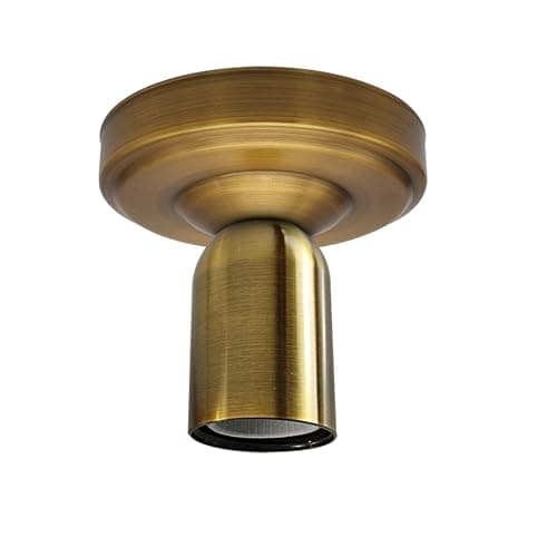 Image of LEDSone Single Head Ceiling Lamp Retro Flush Mount E27 Lamp Holder Yellow Brass Light Fixture for Bedroom Living Room Hallway