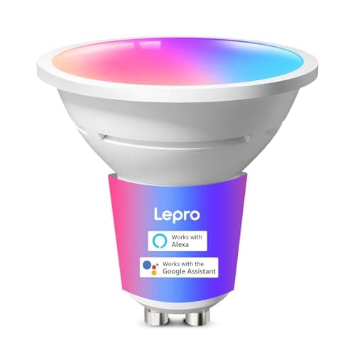 Image of Lepro BG1 AI GU10 Smart Bulb, 400lm Dimmable WiFi Smart GU10 LED Spotlight Bulbs, Music Sync, Works with Alexa & Google, RGB Colour Changing & Tunable White, Personalized AI Lighting Designer, 1-Pack