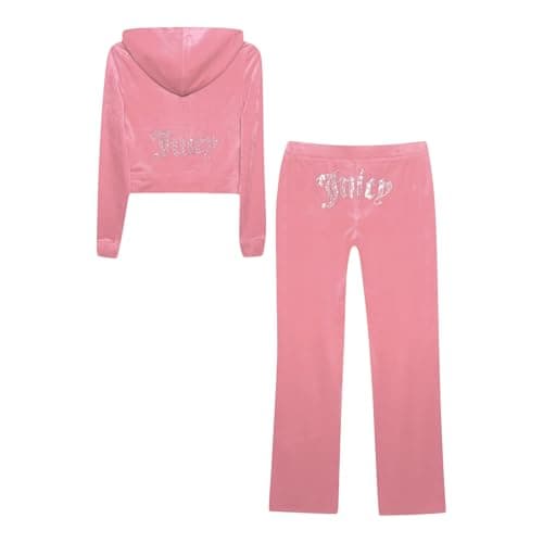 Image of Juicy Couture Women's Bling Velour Tracksuit, Rose, XL