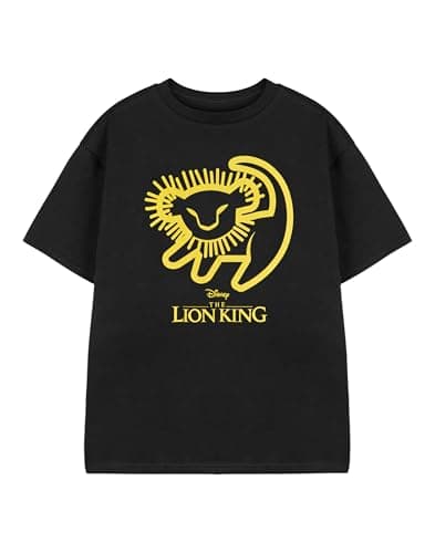 Image of Disney Lion King Kids Black Graphic Tee | Short Sleeve Unisex T-Shirt | Crew Neck Casual Top | Animated Movie Apparel for Children & Fans