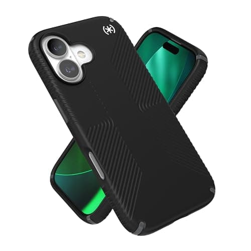 Image of Speck PRESIDIO2 Grip for iPhone 17 Case, MagSafe-Compatible, Slim Protective Case, Black/Slate Grey/White