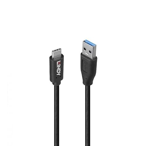 Image of LINDY USB 3.2 Type A to C Cable, 1m, TPE, 10Gbps Data Transfer, GRS Certified Recycled Material, Gold-Plated Contacts, Black