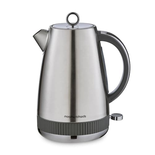 Image of Morphy Richards Mexborough 1.7L Kettle, Stainless Steel, 3K Rapid Boil, 360 Base, Anti-Lime Scale Filter, Boil Dry Protection, Illuminated On/Off Switch, Water Window, Ring Pull, Grey Trim, 102902