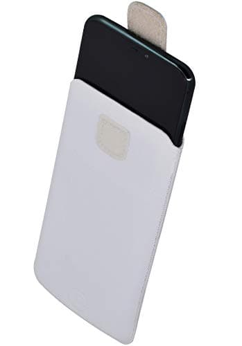 Image of Favory Case Compatible with Alcatel 20.19g 2019G Genuine Leather Protective Case (Flap with Pull-Up Strap) in White