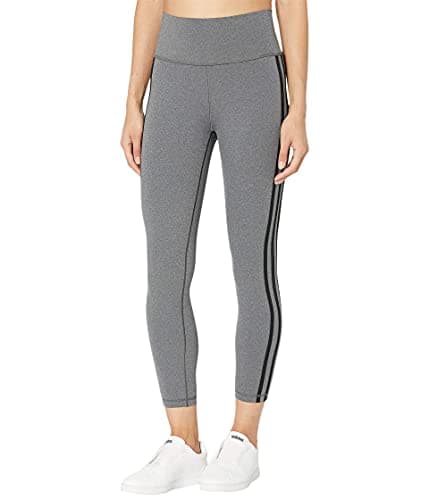 Image of adidas Women's Believe This 2.0 AEROREADY 3-Stripes 7/8 Workout Training Yoga Pants Leggings, Dark Grey Heather/Black, Small