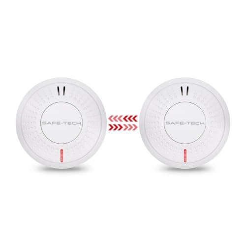 Image of SAFE TECH Smoke Alarm, Wireless Interconnected Smoke Detector 10 Year Battery with Photoelectric Sensor, Fire Alarm with LED Indicator Low Battery and Fault Warning for House and Bedroom, 2 Pack