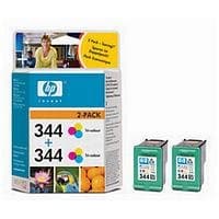 Image of Twin Pack Hp Hewlett Packard 344 Tri-Colour Inkjet Print Cartridge