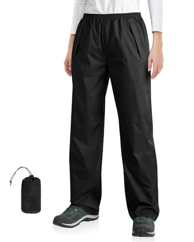 Image of 33,000ft Womens Waterproof Trousers Packable Windproof Overtrousers Lightweight Rain Pants for Rainwear Walking Hiking Black 2XL