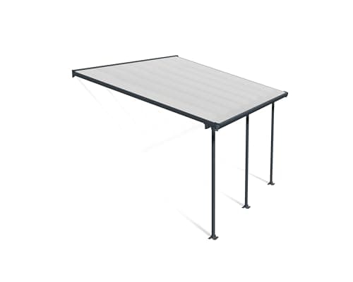 Image of Canopia Special Value Bundle Patio Cover Canopy 3m x 4.25m Lean To Polycarbonate Panels Feria including Lighting System (Grey Clear)
