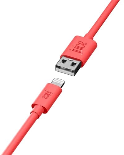 Image of Juice iPhone Charger Cable 2M, MFi Certified Lightning Charging Cable Fast Charger USB-A to iPhone Cable for iPhone 14 13 12 11 Pro Max XR XS X 8 7 6 SE, iPad – Coral