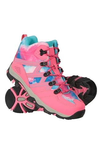 Image of Mountain Warehouse Oscar Kids Walking Boots – Suede Footwear with Sturdy Grip, Padded Ankles & Strong Outsole – For Spring Summer Travelling, Hiking, Camping Pink Junior Shoe Size 4