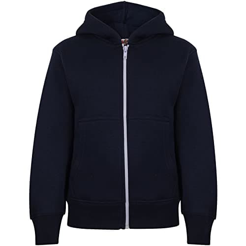 Image of A2Z 4 Kids Plain Full Zip Hoodie for Girls & Boys Long Sleeve - Zipper Navy 11-12